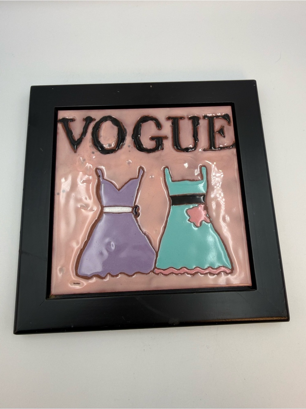 Vintage Made in Italy Ceramic Tile (Vogue) With Wood Frame